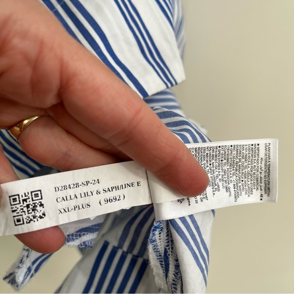 Old Navy Swing Mini Shirt Dress Blue White Stripe Short Sleeve Pockets Beach 2X - Picture 13 of 14